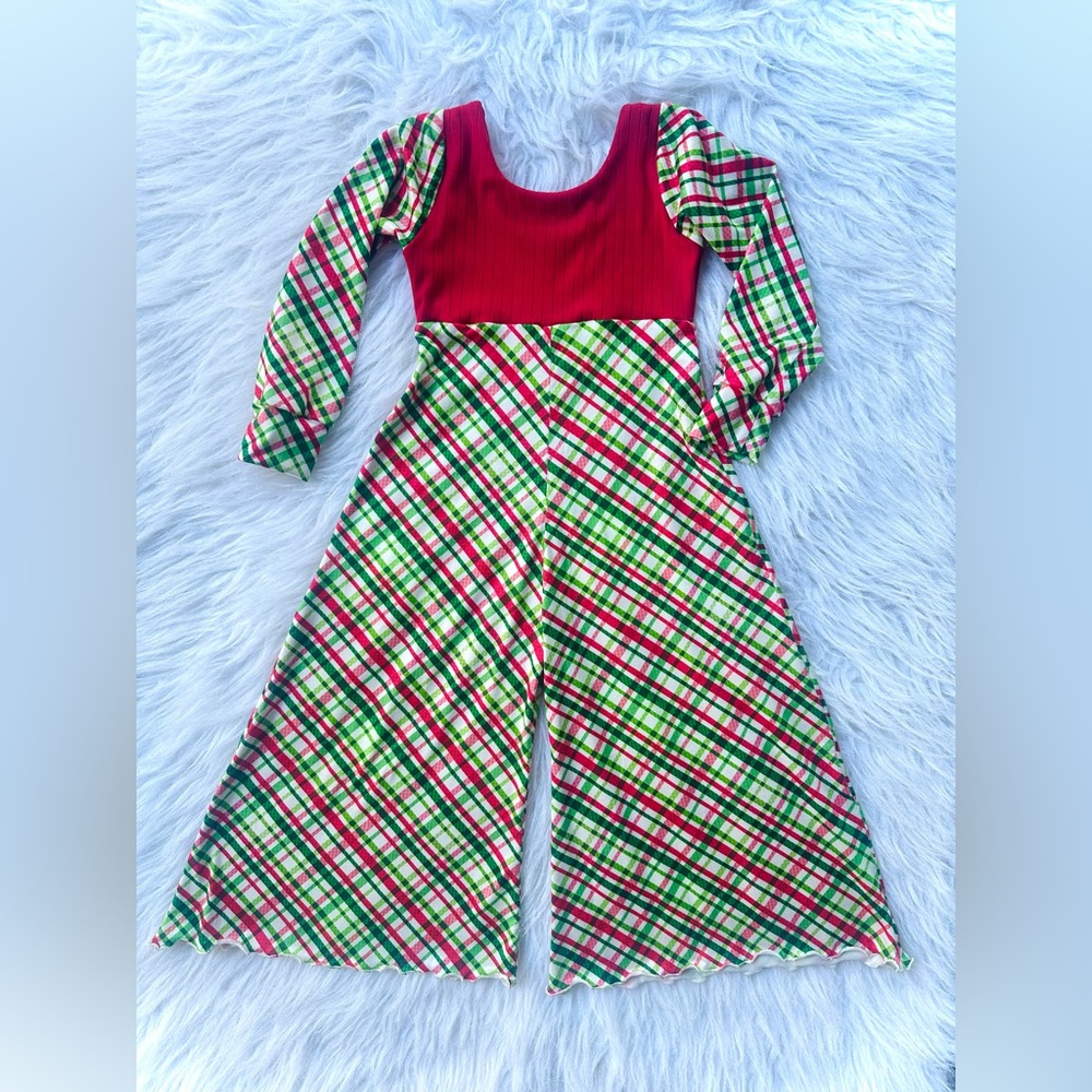 Plaid Long Sleeve Jumpsuit
